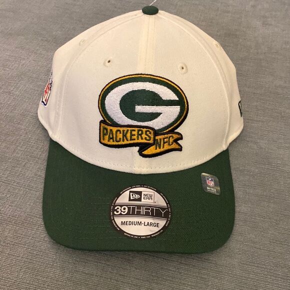 New Era Cream/Green Green Bay Packers Sideline 39THIRTY 2-Tone Flex Hat M/L - Picture 1 of 9